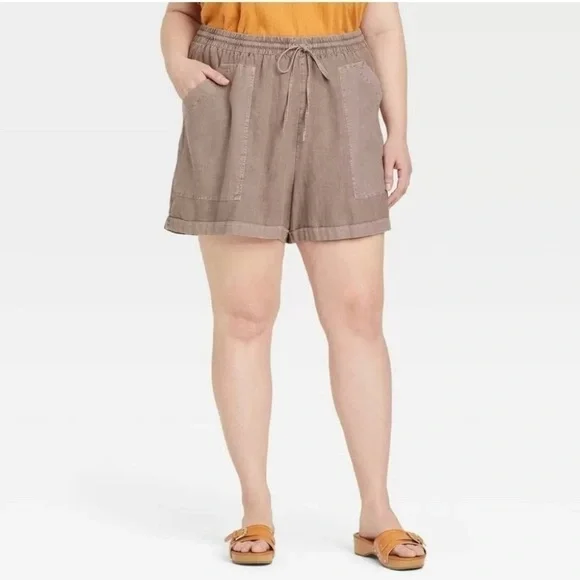 Universal Thread 3X mid-rise utility shorts brown taupe 4 convenient pockets - Picture 3 of 9